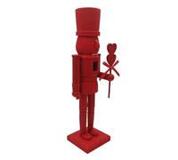 Generico Nutcracker Figurines - Love Soldier Figures, Wooden Heart Design, 14.2 Inch Decorative Statue, Hand Painted Festive Ornament, Seasonal Decor Category, Pink Red Doll For Valentines Christmas