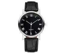 Generico O?ologio in quarzo classico - di pelle 23,5 cm con quadrante da 4 cm per uomini orologi analogici impermeabili | Orologio in pelle alla | Orologio da polso in stile business casual per ad