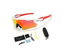 Generico Occhiali da Ciclismo Sportivi, Lenti Polarizzate UV400, Montatura PC con Telaio per Miopia, 4 Lenti Intercambiabili, Antivento per Corsa e MTB