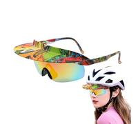 Generico Occhiali Da Ciclismo,Visiera Avvolgente Con Lenti Specchiate Per Adulti - Lenti Specchiati Moda, Visiere Sportive Per Trekking Pesca Escursionismo Guida Campeggio Golf Ciclismo Arrampicata