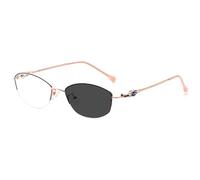 Generico Occhiali da Lettura fotocromatici da Donna con Protezione UV Montatura in Lega Leggera Lenti Che Si scuriscono alla Luce del Sole,d'oro,+1.50