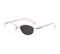 Generico Occhiali da Lettura fotocromatici da Donna con Protezione UV Montatura in Lega Leggera Lenti Che Si scuriscono alla Luce del Sole,Rosa,+1.00