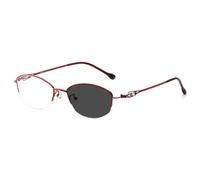 Generico Occhiali da Lettura fotocromatici da Donna con Protezione UV Montatura in Lega Leggera Lenti Che Si scuriscono alla Luce del Sole,Rosso,+3.00