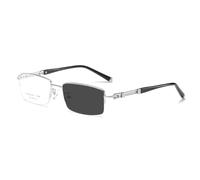 Generico Occhiali da Lettura fotocromatici rettangolari, Montatura Leggera Protezione UV Lenti Che Si scuriscono alla Luce del Sole Occhiali da Sole da Uomo,Argento,+2.50