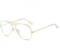 Generico Occhiali da lettura uomo donna 2.50 per aviatore 1.75 goccia oro argento aviator occhiali da Vista Vintage (Oro, 1.5)