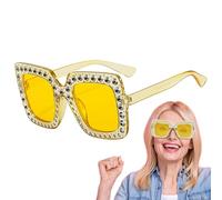 Generico Occhiali da sole con strass, occhiali da sole con strass scintillanti - Bicchieri quadrati decorativi,Occhiali da glitterati per donne e ragazze, occhiali da con montatura quadrata scintilla