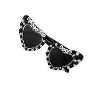 Generico Occhiali da sole di compleanno a forma di cuore occhiali da sole con strass per compleanno da regina occhiali da sole a cuore per feste