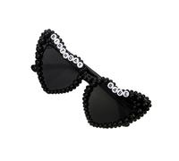 Generico Occhiali da sole di compleanno a forma di cuore occhiali da sole con strass per compleanno da regina occhiali da sole a cuore per feste