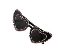 Generico Occhiali da sole di compleanno a forma di cuore occhiali da sole con strass per compleanno da regina occhiali da sole a cuore per feste
