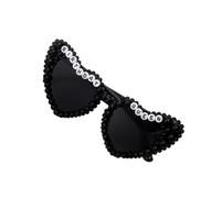 Generico Occhiali da sole di compleanno a forma di cuore occhiali da sole con strass per compleanno da regina occhiali da sole a cuore per feste