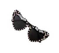 Generico Occhiali da sole di compleanno a forma di cuore occhiali da sole con strass per compleanno da regina occhiali da sole a cuore per feste