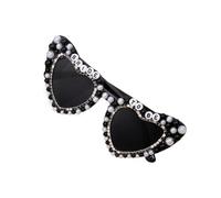 Generico Occhiali da sole di compleanno a forma di cuore occhiali da sole con strass per compleanno da regina occhiali da sole a cuore per feste