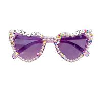 Generico Occhiali da Sole Personalizzati con Testo a Forma di Cuore o Quadrati - Regalo Originale per Addio al Nubilato, Matrimonio, Compleanno, Festa in Spiaggia - UV400 (Purple, Cuore)