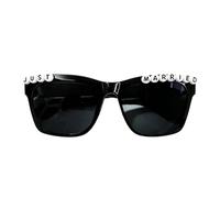 Generico Occhiali da Sole Personalizzati con Testo a Forma di Cuore o Quadrati - Regalo Originale per Addio al Nubilato, Matrimonio, Compleanno, Festa in Spiaggia - UV400 (Black, Rettangolari)