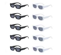 Generico Occhiali da sole quadrati 10 pezzi, occhiali decorativi e alla moda, adatti for i viaggi quotidiani gli for giocare Accessori spiaggia(Balck white10pcs)