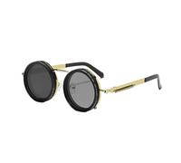 Generico Occhiali da sole rotondi polarizzati regolabili con filtro ND integrato, lenti da sole regolabili da 1 a 9, occhiali rotondi in metallo retrò (Gold)