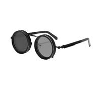 Generico Occhiali da sole rotondi polarizzati regolabili con filtro ND integrato, lenti da sole regolabili da 1 a 9, occhiali rotondi in metallo retrò (Black)