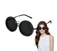 Generico Occhiali da sole tinta regolabili per uomini donne - Lenti intelligenti 1 9, telaio in acciaio inossidabile rotondo, protezione dagli occhi UV, aspetto senza, lenti arrotondate Filtr