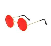 Generico Occhiali Hippy Specs - 12,7x5,2cm Occhialii Rotondi | Montatura Retro Metallo AC - Occhiali Colorati Trendy | Estate Festival Viaggio Protezione UV Moďa