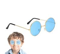 Generico Occhiali Hippy Specs - 12,7x5,2cm Occhialii Rotondi | Montatura Retro Metallo AC - Occhiali Colorati Trendy | Estate Festival Viaggio Protezione UV Moďa