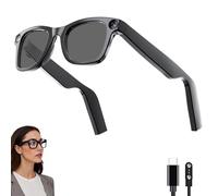 Generico Occhiali intelligenti con fotocamera, occhiali con fotocamera 4k per uomo/donna, occhiali intelligenti AI con registrazione audio e video e traduttore di lingue (Black)