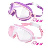 Generico Occhialini Da Piscina Per Bambini,Ampia Visuale, Antiappannanti, UV | Con Fermanaso E Tappi Orecchie Cinturino Regolabile Antiperdita Occhialini Nuoto Bambini,3-14 Anni