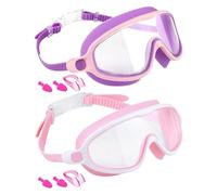 Generico Occhialini Da Piscina Per Bambini | Antiappannamento e UV Ampia Visuale | Con Fermanaso E Tappi Orecchie Cinturino Regolabile Antiperdita Occhialini Nuoto Bambini,3-14