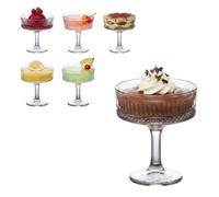Generico OCEANO Set 6 Coppette in Vetro per Gelato Dessert Piede Coppe Eleganti per Macedonia Mousse Dolci Trasparente Gelateria Bar Ristorante (6 Coppette Diamante)