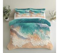 Generico Oceano Tropicale Copripiumino Matrimoniale Paesaggio Spiaggia Hawaiana Parure Copripiumone con 1 x Copripiumone 135x200 cm e 1 x Federe 50x80cm GS*14