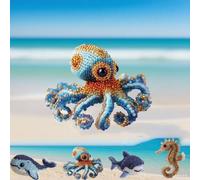 Generico Octopus Bead Embroidery Kit, Ocean Animals Three-Dimensional Starter Embroidery Set, 3D Ocean Animals DIY Beadwork Craft Kit for Beginners with Full-Color Instruction Sheet (Octopus)