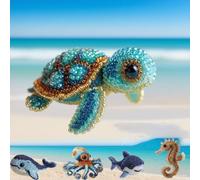 Generico Octopus Bead Embroidery Kit, Ocean Animals Three-Dimensional Starter Embroidery Set, 3D Ocean Animals DIY Beadwork Craft Kit for Beginners with Full-Color Instruction Sheet (Sea turtles)