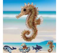 Generico Octopus Bead Embroidery Kit, Ocean Animals Three-Dimensional Starter Embroidery Set, 3D Ocean Animals DIY Beadwork Craft Kit for Beginners with Full-Color Instruction Sheet (Seahorse)