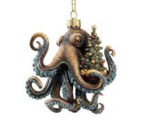Generico Octopus Christmas Ornament, Hand Painted, 8×8cm, Coastal Holiday Decoration, Deep Sea Christmas, Versatile Placement, for Decoration Holiday Table Desktop