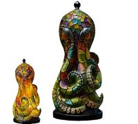 Generico Octopus Table Lamp, Stained Glass Effect Octopus Lamp with Glowing Eyes, 3D Bohemian Ocean Themed Resin Decorative Night Light for Home Bedroom Living Room Office