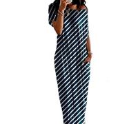 Generico off-Shoulder Batwing Sleeve Maxi Lounge Dress for Women Side Slits And Pockets Comfy Baggy Nightdress (2,M)