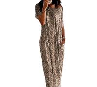 Generico off-Shoulder Batwing Sleeve Maxi Lounge Dress for Women Side Slits And Pockets Comfy Baggy Nightdress (6,L)