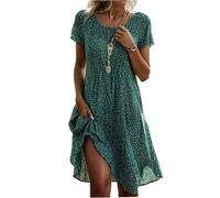 Generico Offerta A Tempo Stampa Stile Maxi Dress Abiti Donna Estivi Lunghi Western Curvy Summer Estate Vestiti Lunghi Donna Estivi in Cotone Forti Cerimonia Boho Tubino Vestito Verde XL
