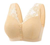Generico Offerte Lampo Completo Intimo Donna New Front Buckle Underwear Female Thin Without Ring Large Size Bra Vest Lace Bra Indumenti Offerte di 1 Euro