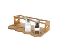 Generico Oil Bottle Rack, 2-Tier Wooden Shelf, Space-Saving Kitchen Organizer, Self Standing Display Stand, Bottled Storage Holder, Ideal for Olive Oil, Vinegar, Jars, Countertop, Pantry Use