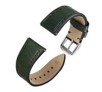 Generico Oiled Waxed Leather Watch Strap Band For Men And Women Quick Release 18 Mm 20mm 22mm Classic Replacement(Green-Silver,18mm)