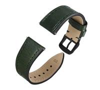 Generico Oiled Waxed Leather Watch Strap Band For Men And Women Quick Release 18 Mm 20mm 22mm Classic Replacement(Green-Black,22mm)