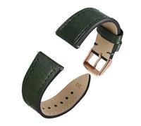 Generico Oiled Waxed Leather Watch Strap Band For Men And Women Quick Release 18 Mm 20mm 22mm Classic Replacement(Green-Rose Gold,20mm)