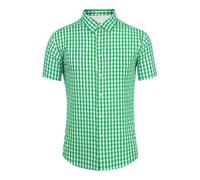 Generico Oktoberfest Costume Uomo Camicia da Uomo A Quadretti Oktoberfest A Maniche Corte Camicie Tirolese Costume Bavarese Festa della Perfetto per Carnevale E Feste Le Vacanze in Spiaggia