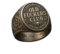 Generico Old Fuckers Club Ring, Vintage Distressed Personalized Stainless Steel Inscription Ring, Men Women Adjustable Funny Creative Unique Fashion Rings for Gifting Pals Who Love Bold Accessorie