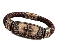 Generico Olive Wreath Antique Metal Cross Scripture Faith Bracelet (1pcs)