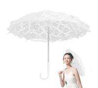 Generico Ombrello In Pizzo Bianco, Parasole Da Matrimonio Portatile - Ombrello Romantico Vintage Per Le Donne Accessorio Per Costumi Da Donna Per Feste Di M