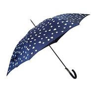 Genérico Ombrello lungo che cambia colore con la pioggia - Manuale - Design Cuori - Antivento e Impermeabile - Manico curvo - 100 cm, blu, Standard