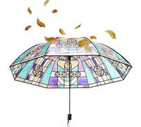 Generico Ombrello Pieghevole, Ombrello Automatico Vetrate Colorate Apertura Chiusura Auto, Accessorio Protezione Solare per Donne Viaggio Campeggio Madri Bambine Regalo