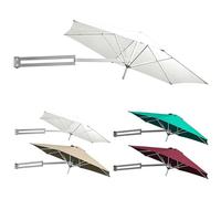 Generico Ombrellone A Braccio da 2,2/2,50 M - Ombrellone da Balcone A Parete - Palo Regolabile - Tenda Parasole Sospesa Design Inclinato - 8 Stecche - per Giardino, Patio E Mercato(Beige,220cm/7.2ft)