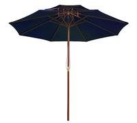 Generico Ombrellone a Due Livelli con Palo in Legno 270 cm Blu,Blu,7.74kg,313767